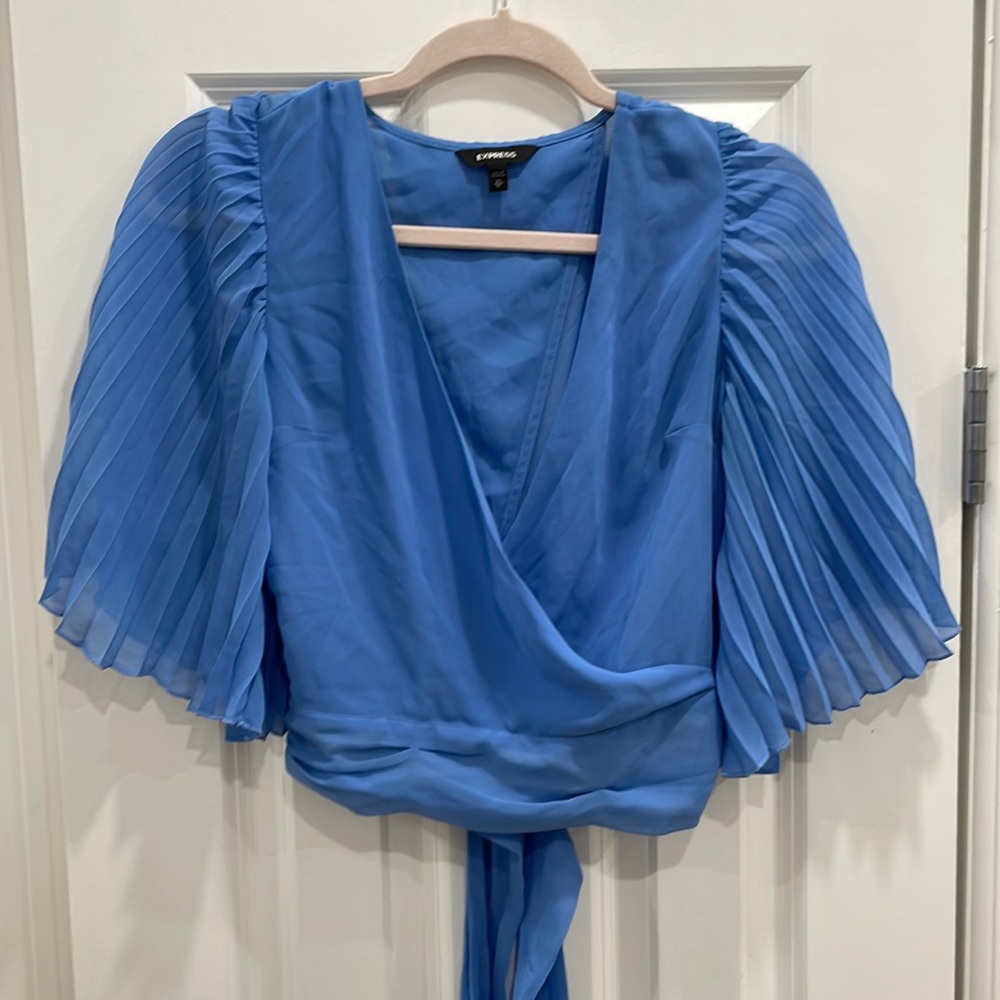 Blue Cropped Express Blouse